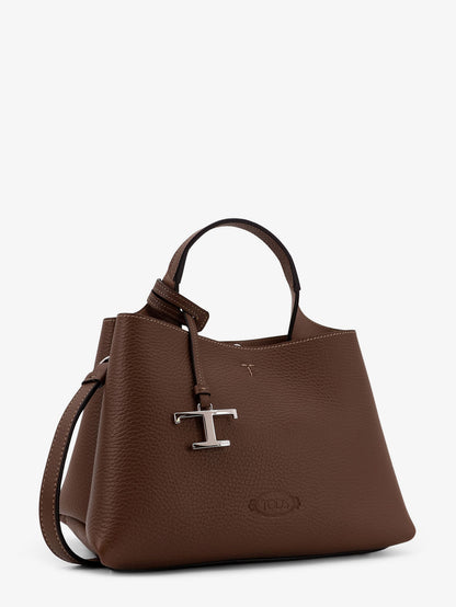 Leather crossbody bag with metal T-Timeless logo thumbnail