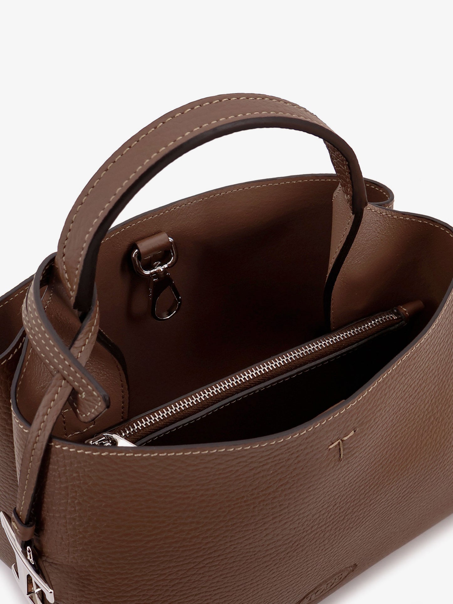 Leather crossbody bag with metal T-Timeless logo