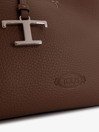 Leather crossbody bag with metal T-Timeless logo thumbnail