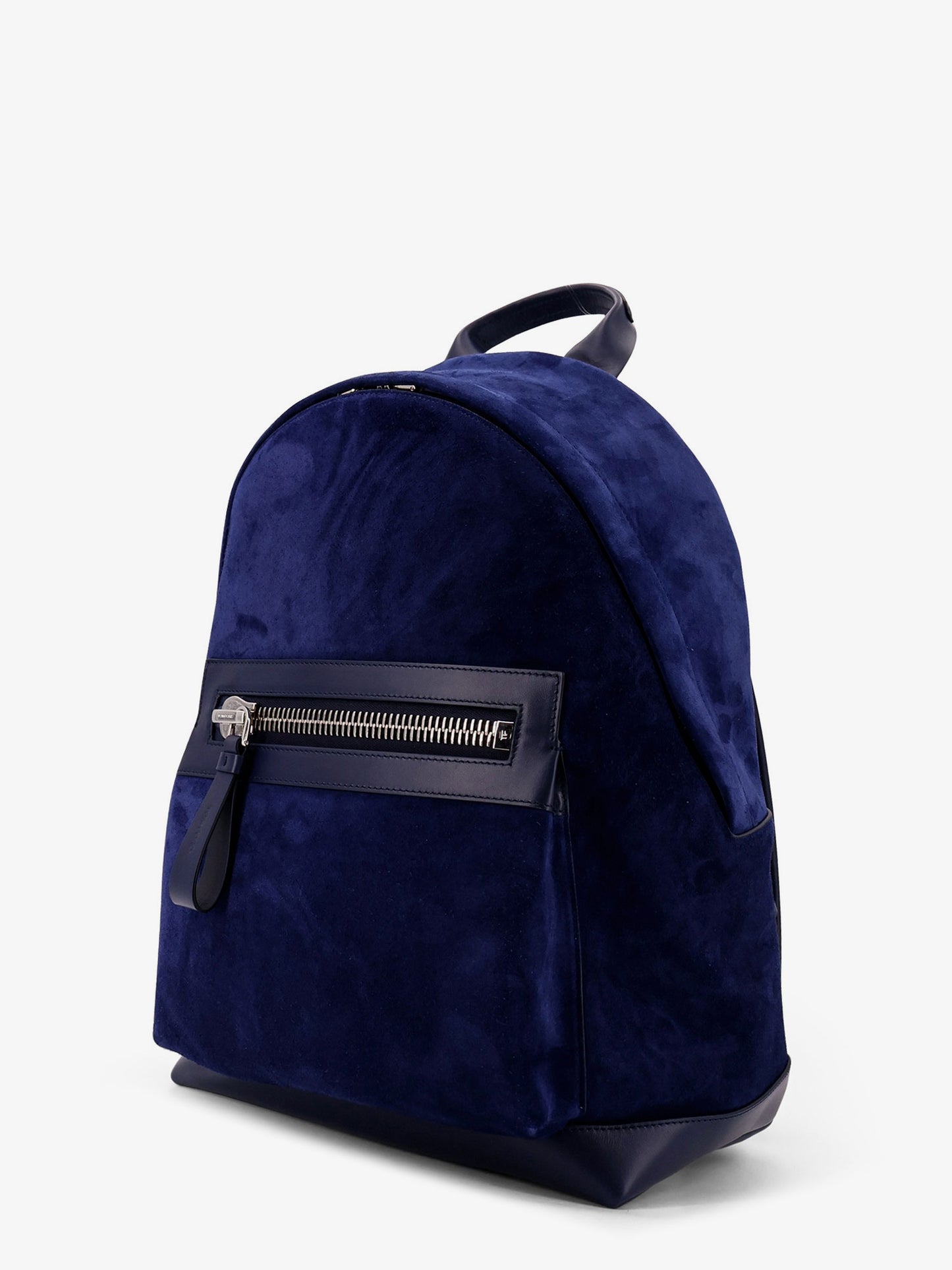 Suede backpack with maxi zip on the front
