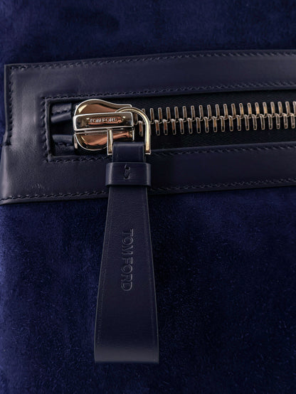 Suede backpack with maxi zip on the front thumbnail