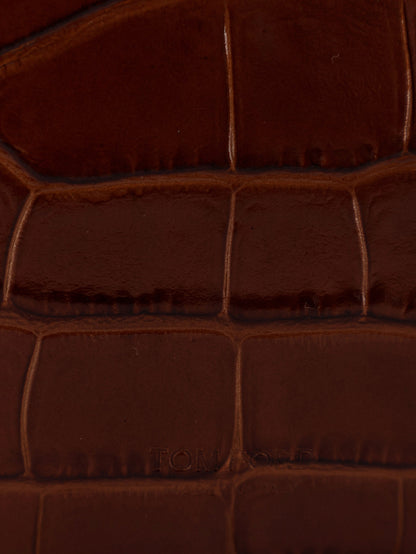 Croco print leather laptop pouch thumbnail