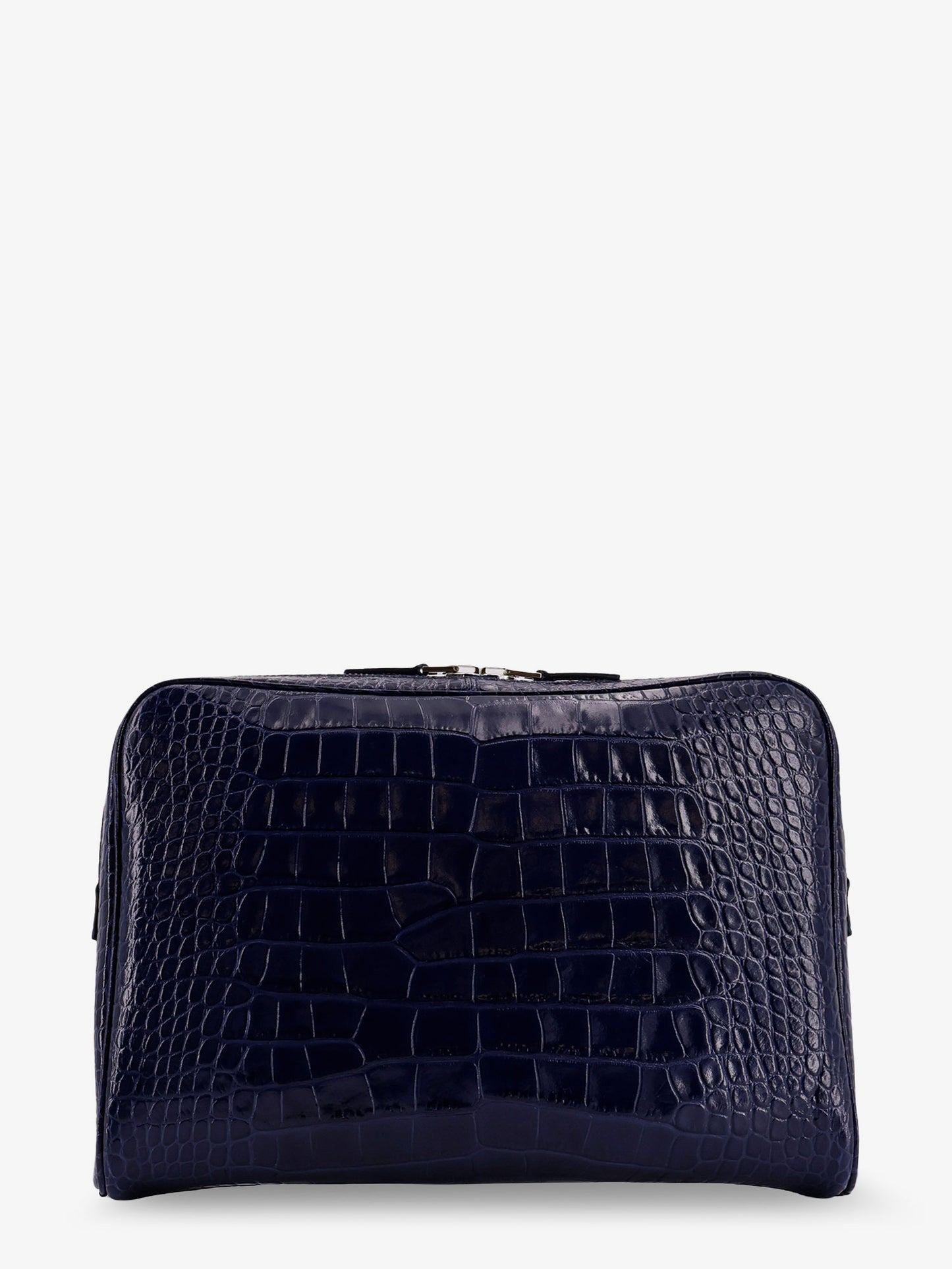 Croco print leather laptop pouch