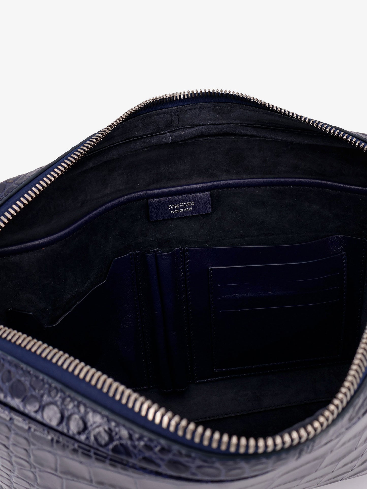 Croco print leather laptop pouch