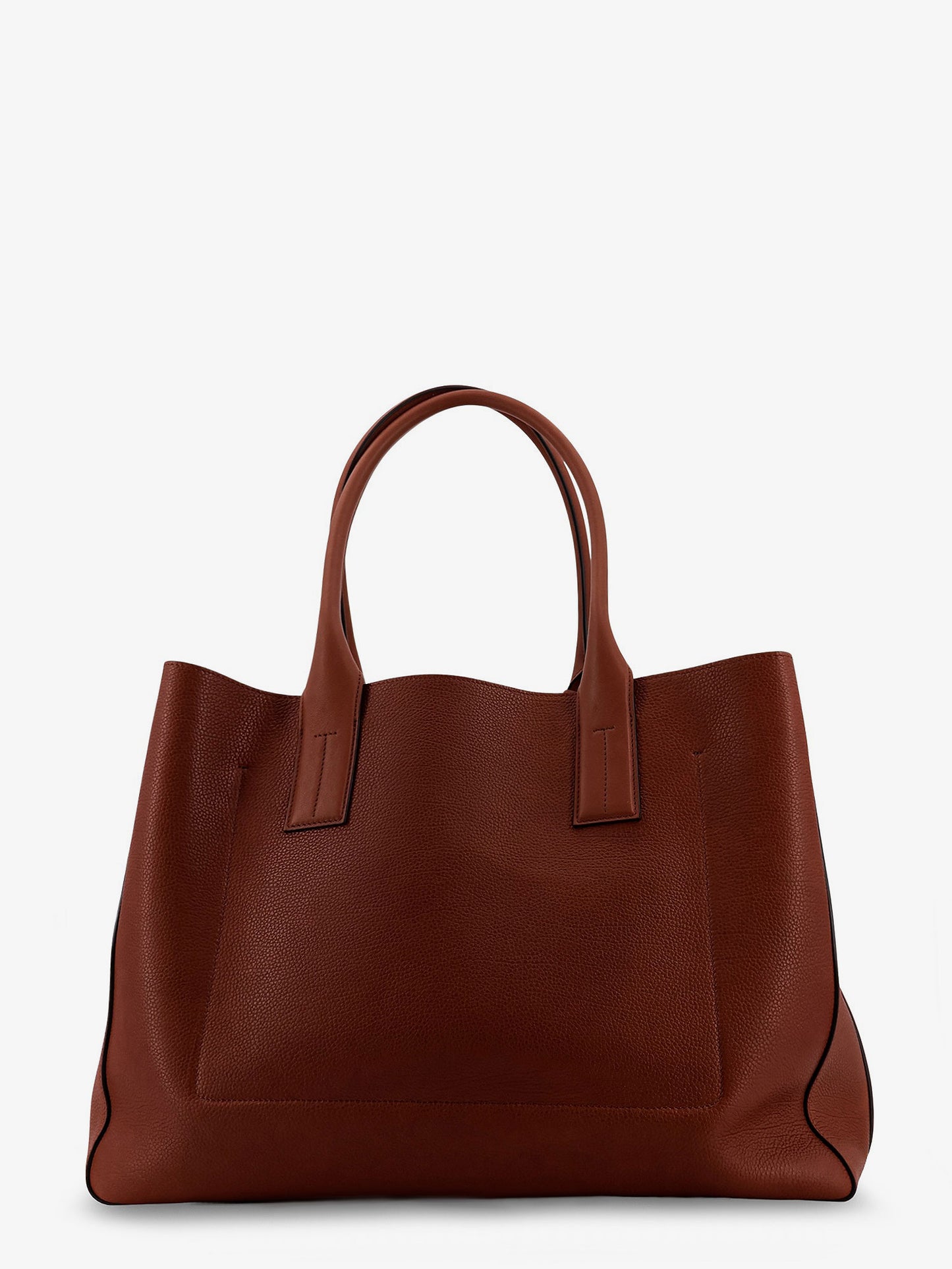 Hammered leather handbag with engraved logo on the front