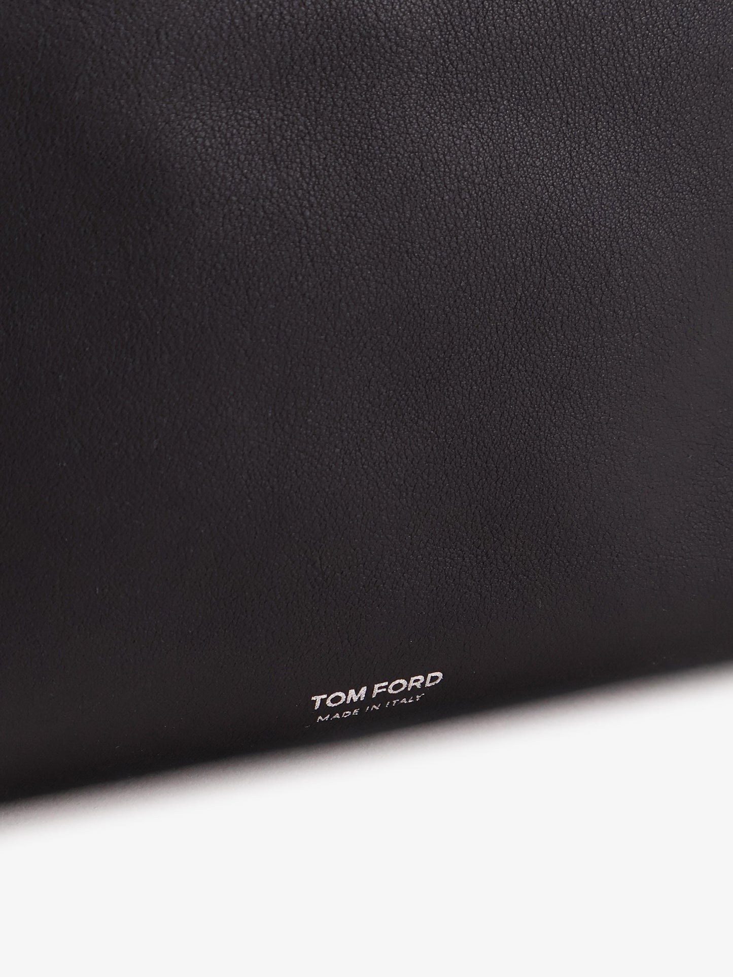 Leather shopping bag with logo lettering on the bottom