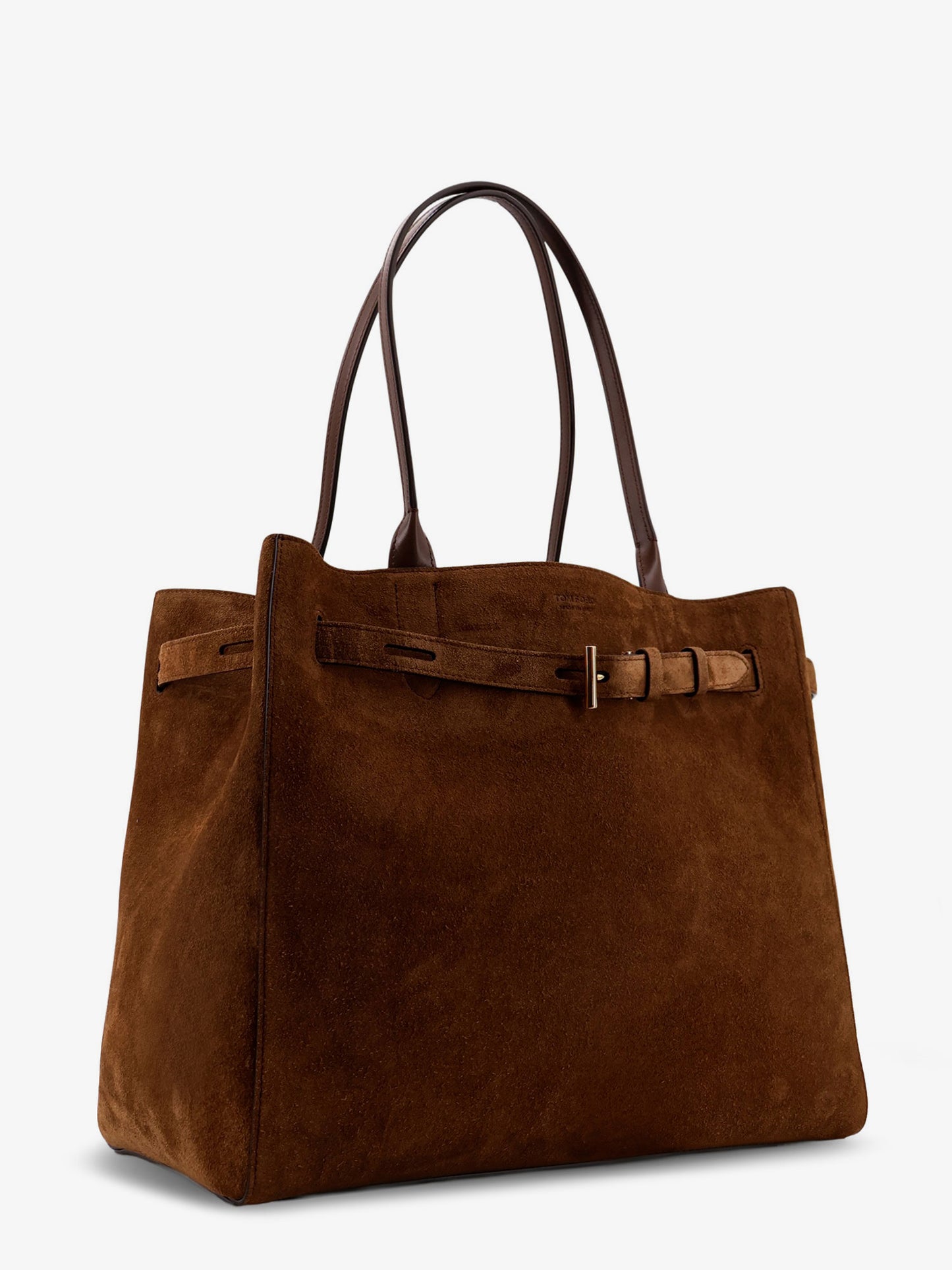 Borsa a spalla in suede con logo inciso frontale