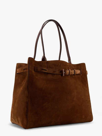 Borsa a spalla in suede con logo inciso frontale thumbnail