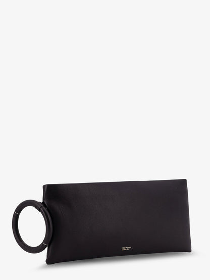 Aura leather clutch bag with lettering logo on the front thumbnail