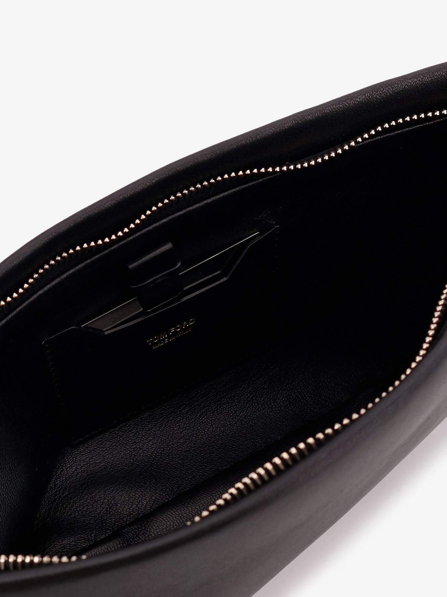 Aura leather clutch bag with lettering logo on the front