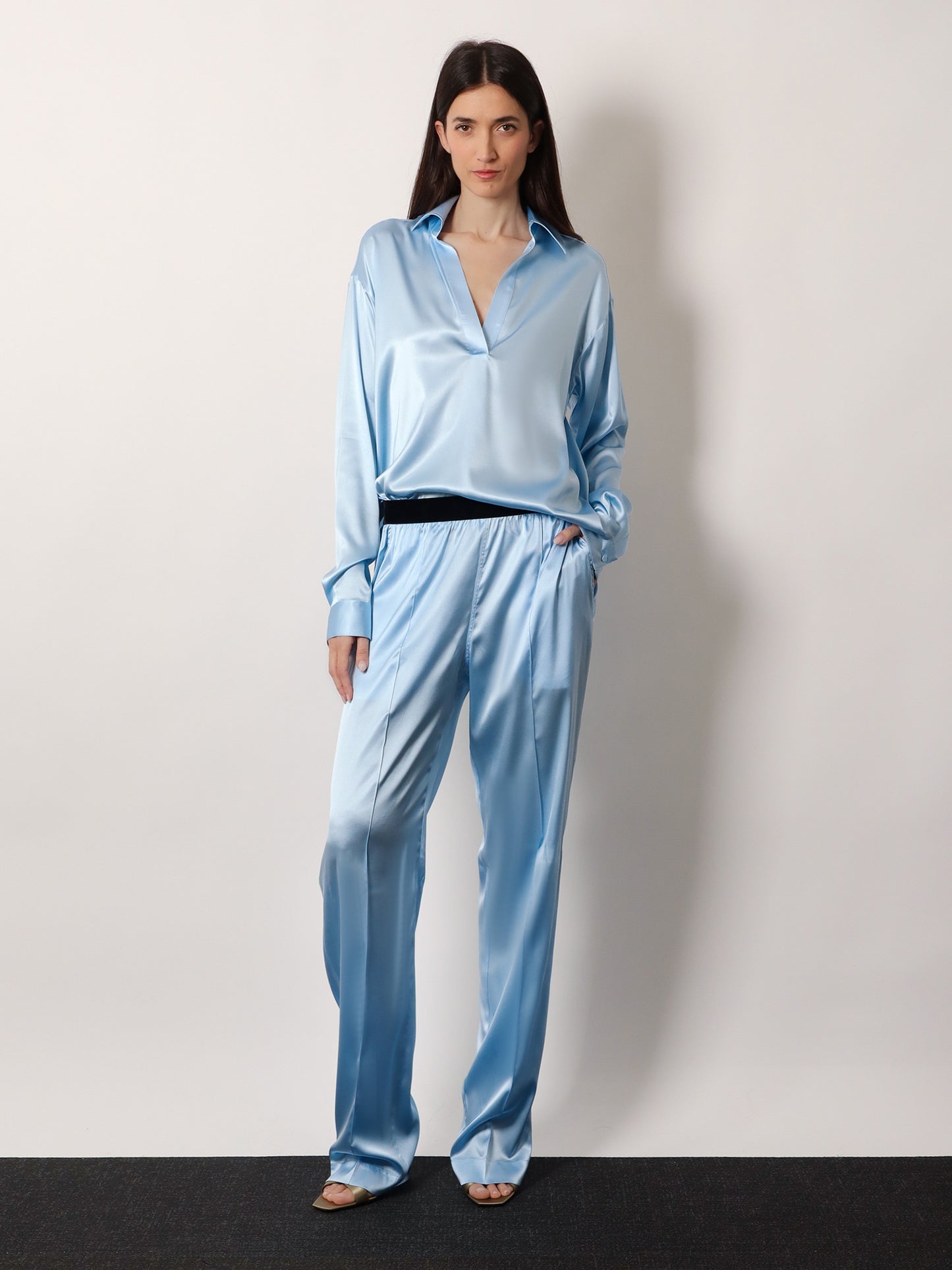 Stretch satin shirt