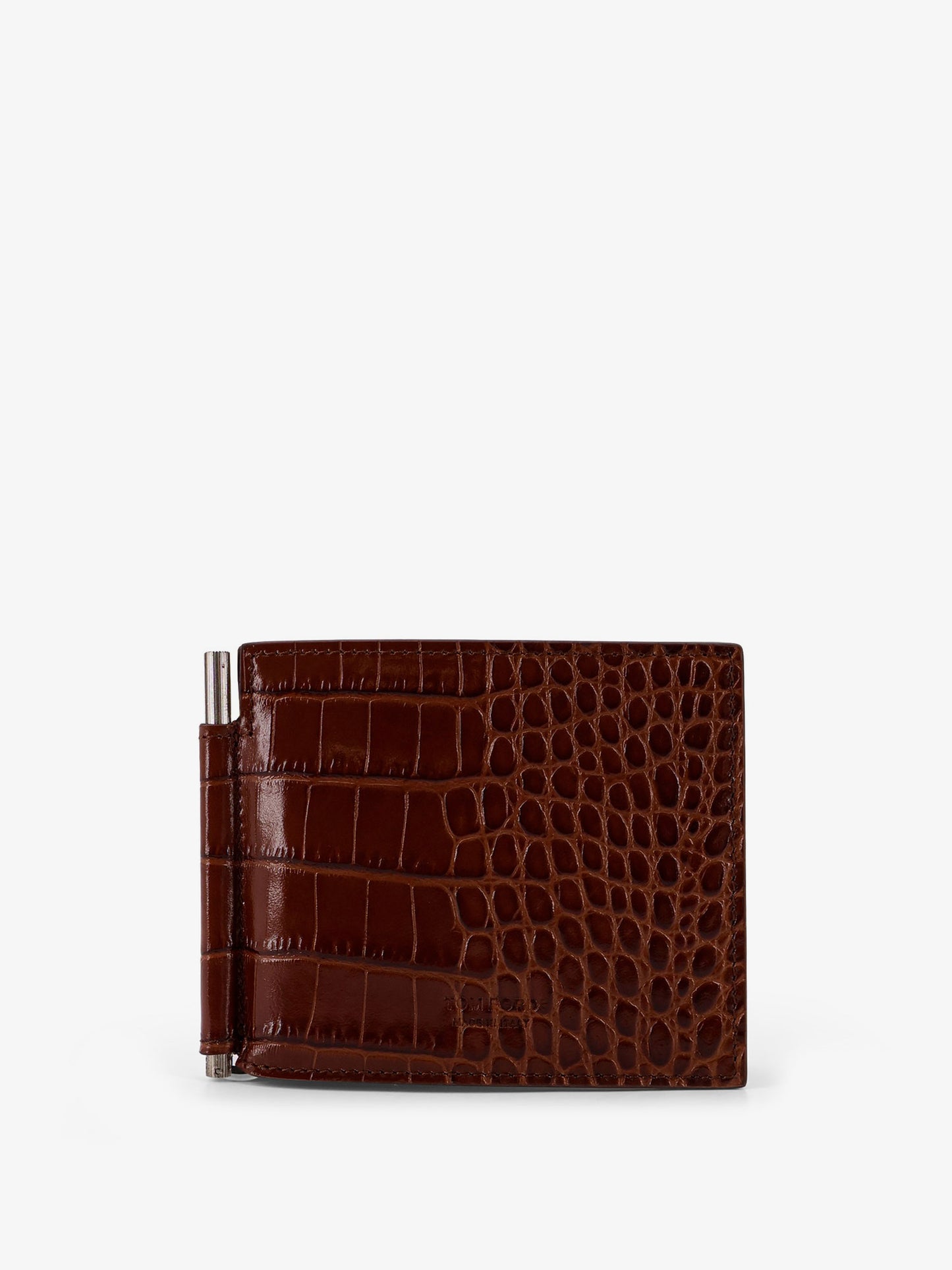 Leather wallet with croco print