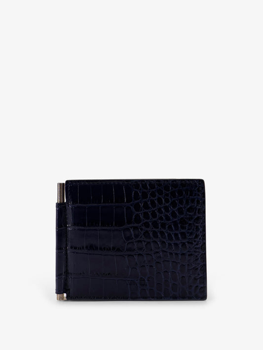 Croco print leather wallet
