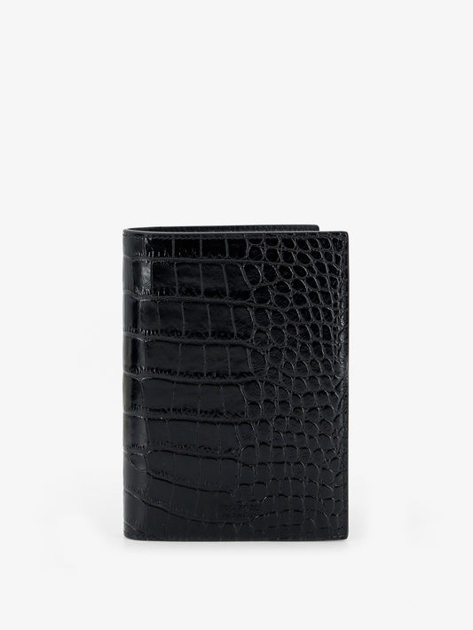 Leather wallet with crocodile print