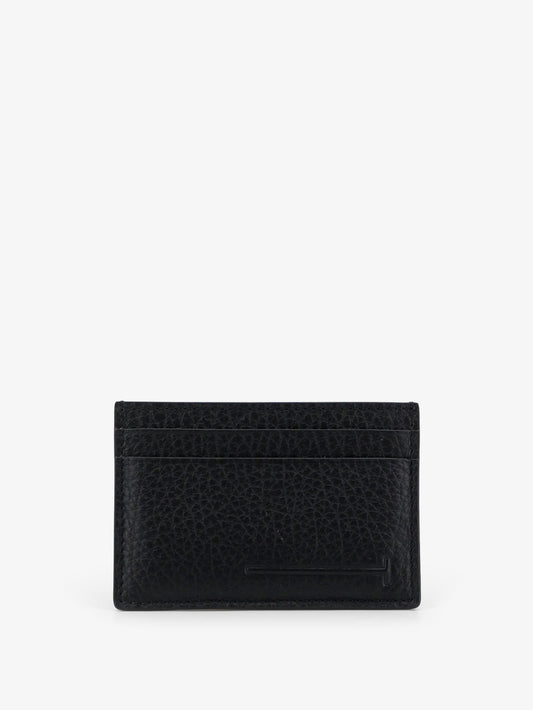 Leather card holder with embossed logo
