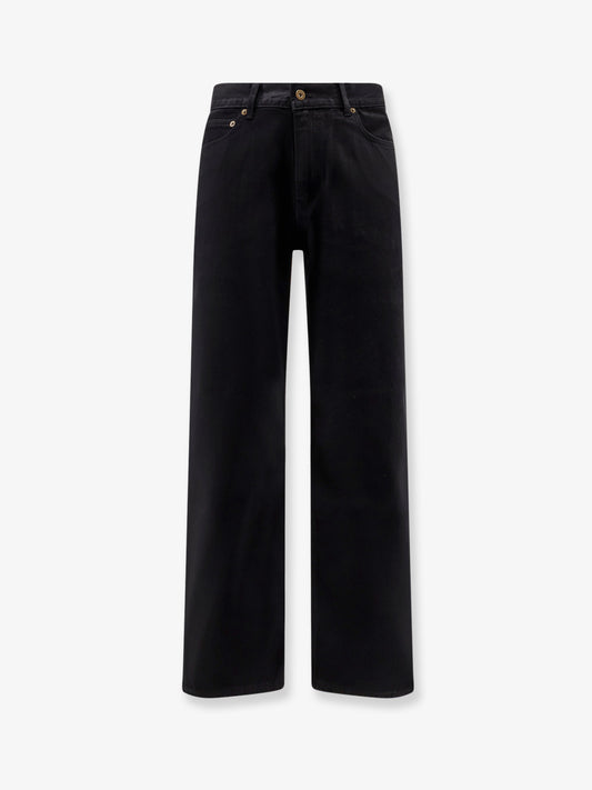 Straight fit black denim trousers