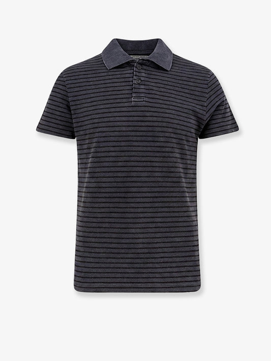 Cotton polo shirt with striped profiles