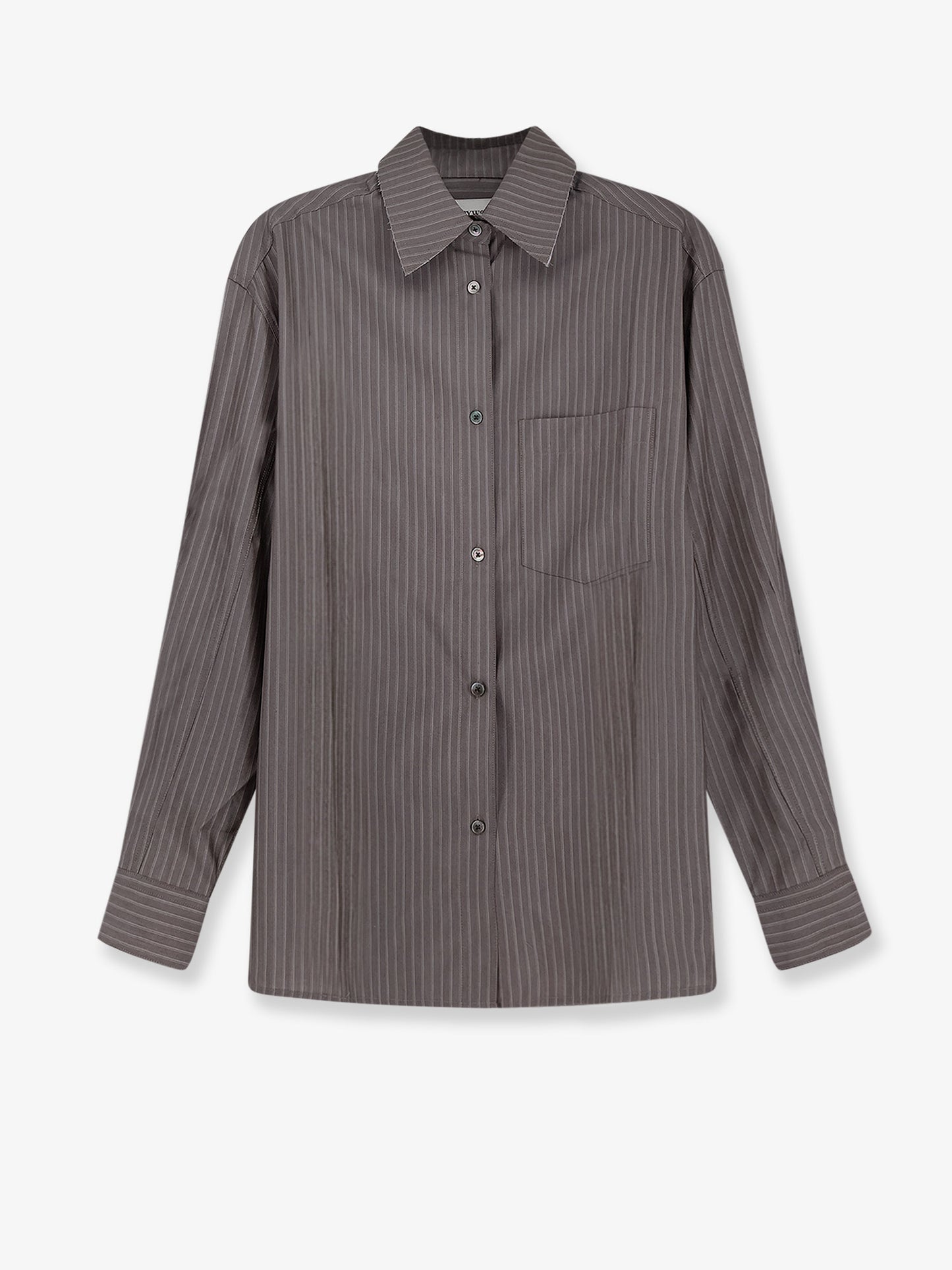 Silk and wool blend shirt with striped pattern