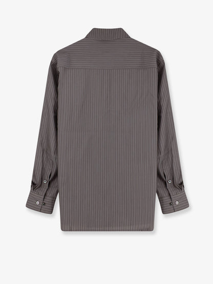 Silk and wool blend shirt with striped pattern thumbnail