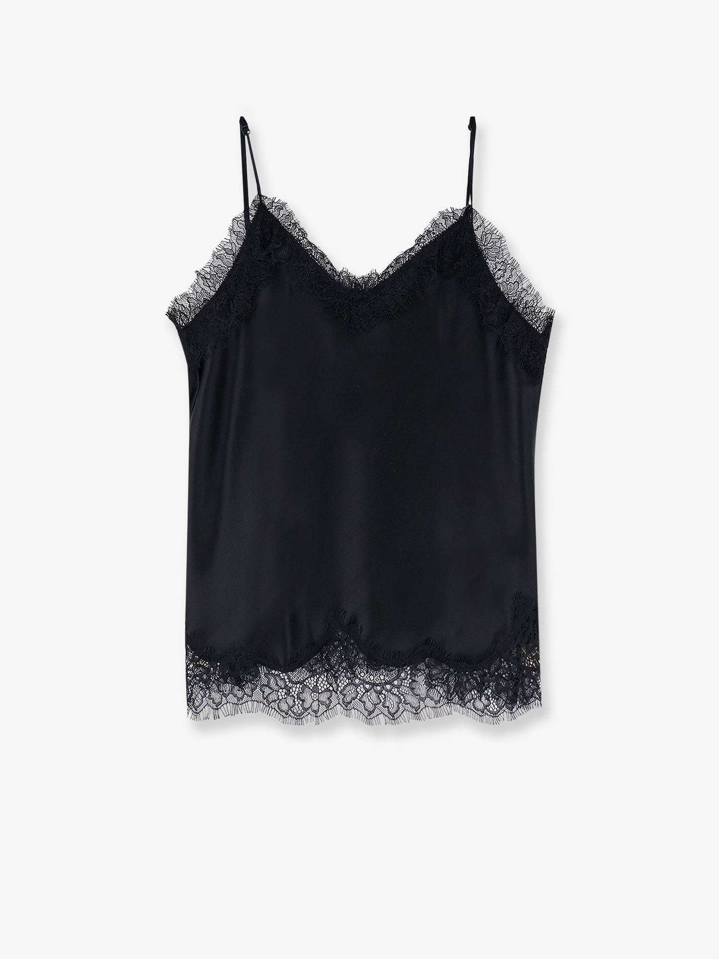 Satin top with lace profiles