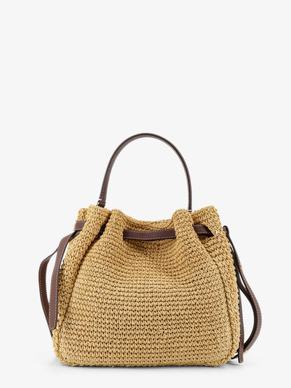 Romy raffia and leather bucket bag thumbnail