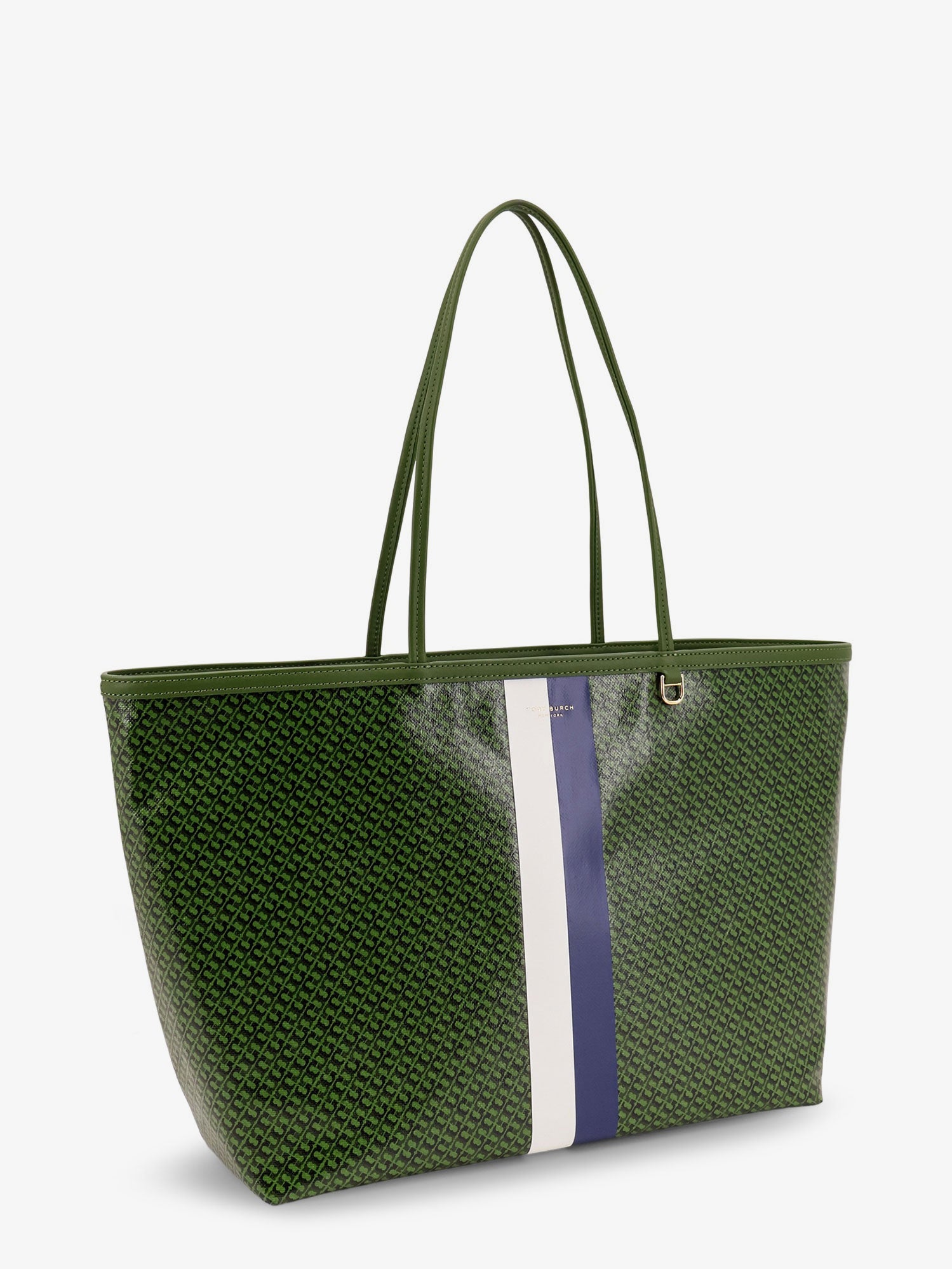 Coated canvas The Racer Tote shoulder bag with all-over logo TORY