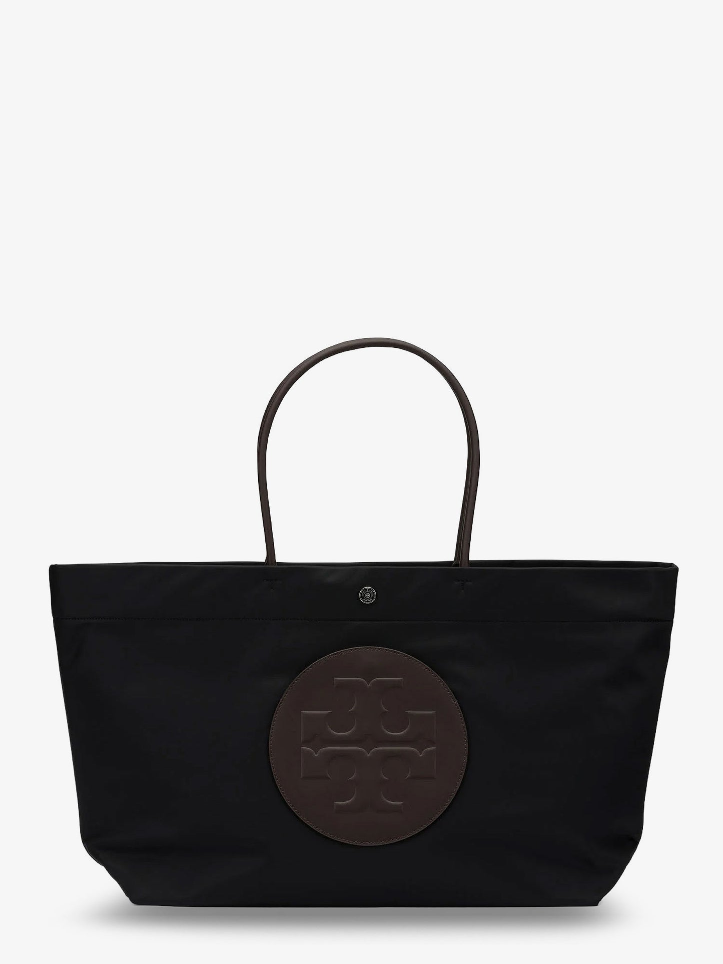 Ella Twist nylon shoulder bag with maxi front logo patch