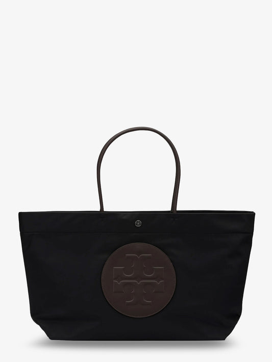 Ella Twist nylon shoulder bag with maxi front logo patch