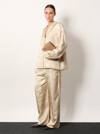 Silk trousers with monogram logo embroidery thumbnail