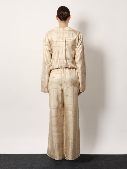 Silk trousers with monogram logo embroidery thumbnail