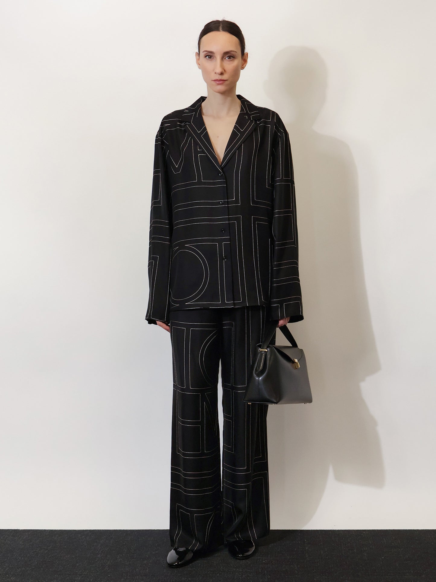 Silk shirt with all-over monogram