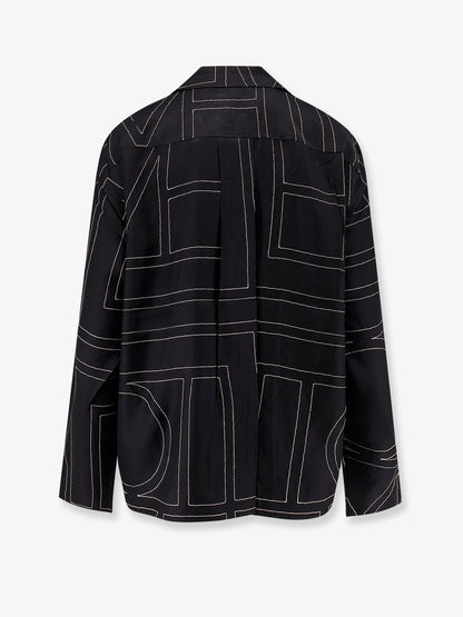 Silk shirt with all-over monogram thumbnail