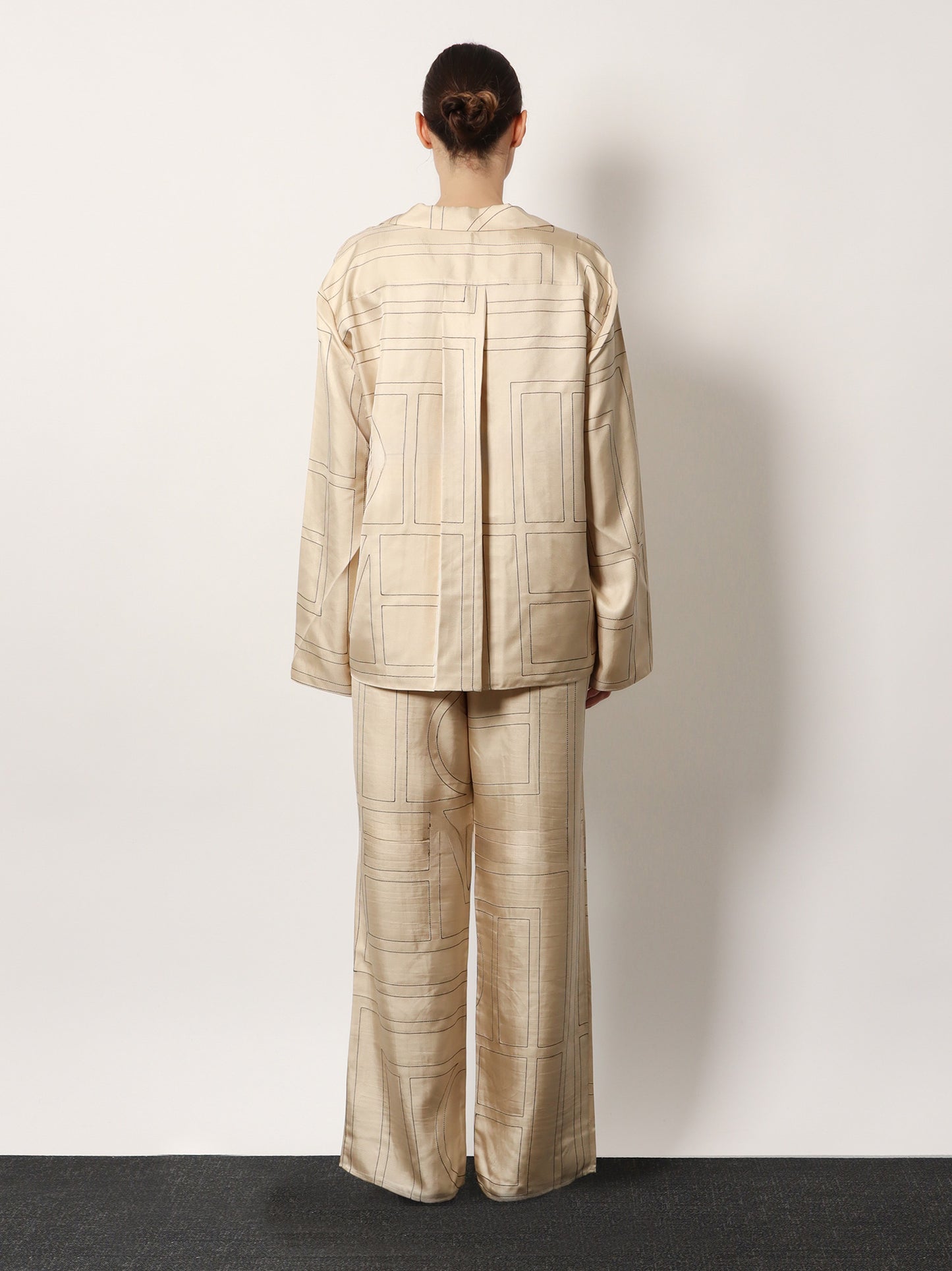 Silk shirt with monogram logo embroidery