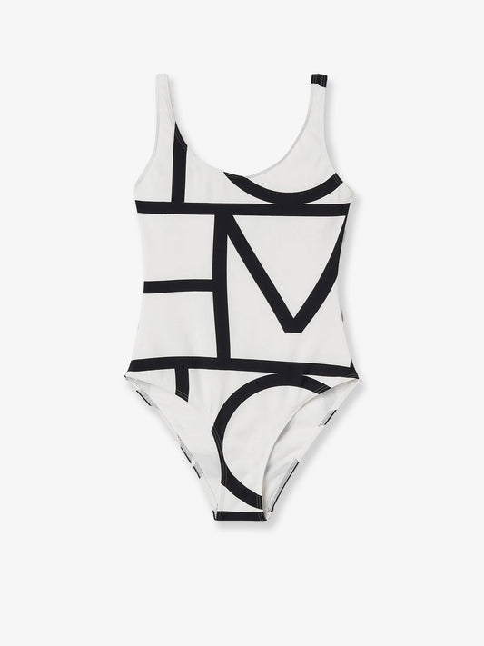 One-piece swimsuit with Monogram print