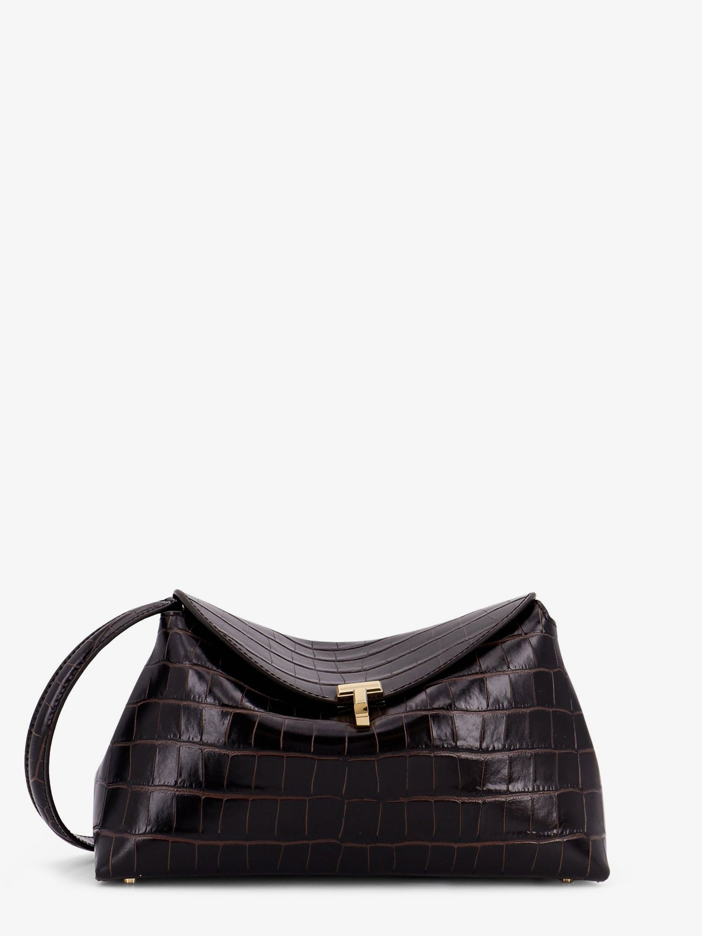 T-Lock leather crossbody bag with croco effect