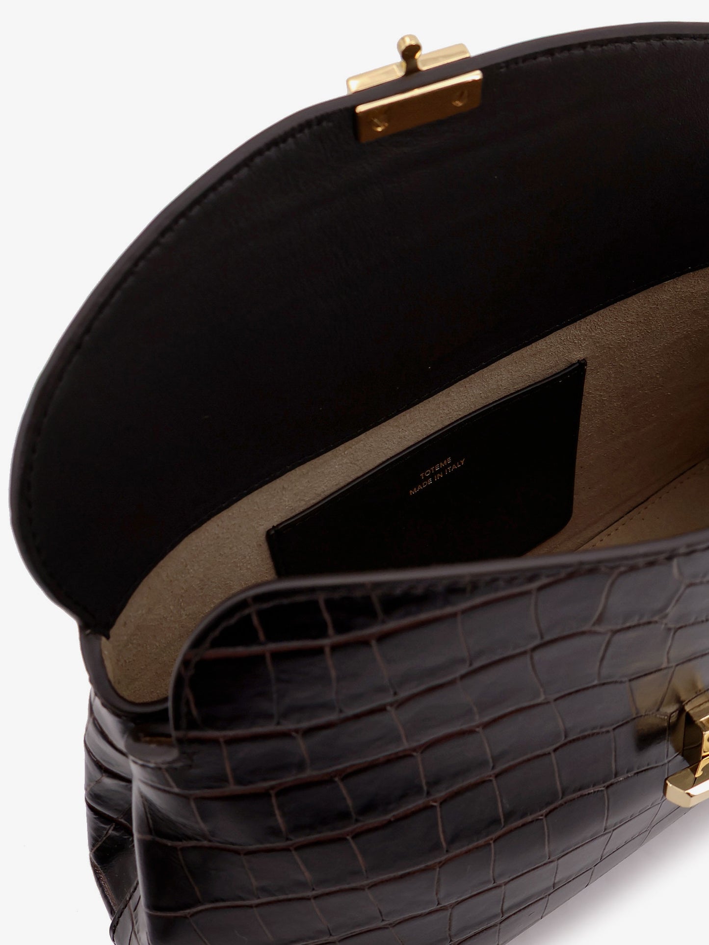 T-Lock leather crossbody bag with croco effect