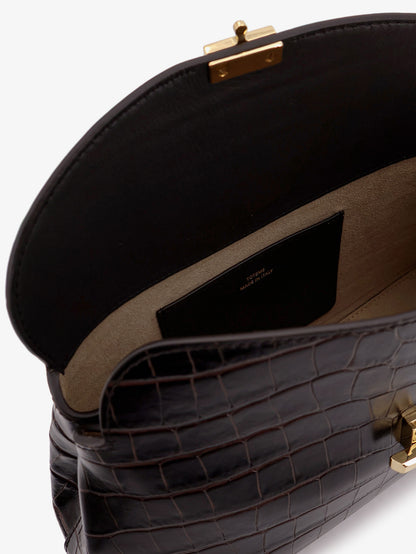 T-Lock leather crossbody bag with croco effect thumbnail