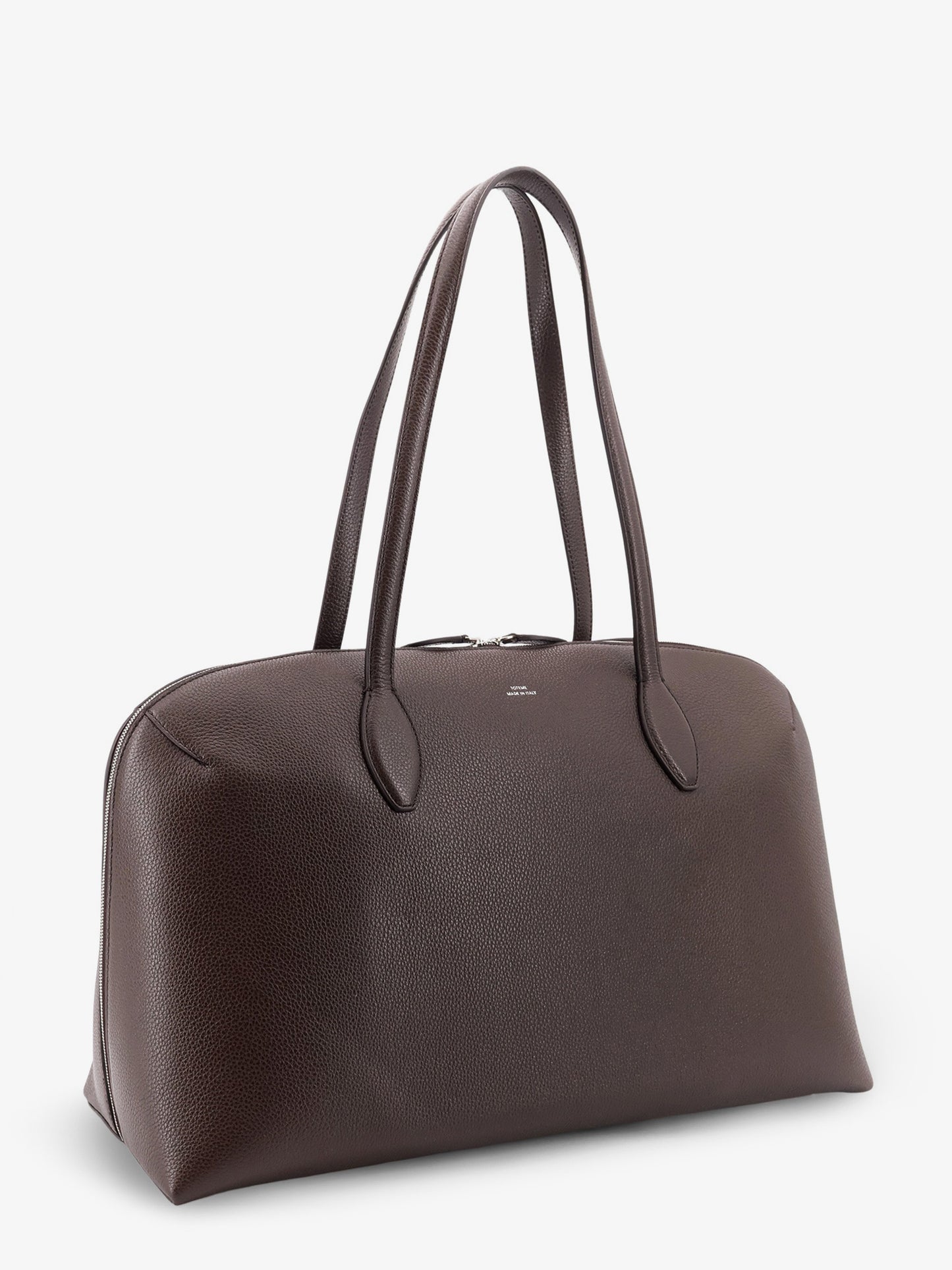 Suede handbag with engraved logo on the front