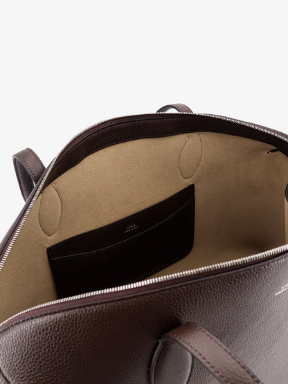 Suede handbag with engraved logo on the front thumbnail