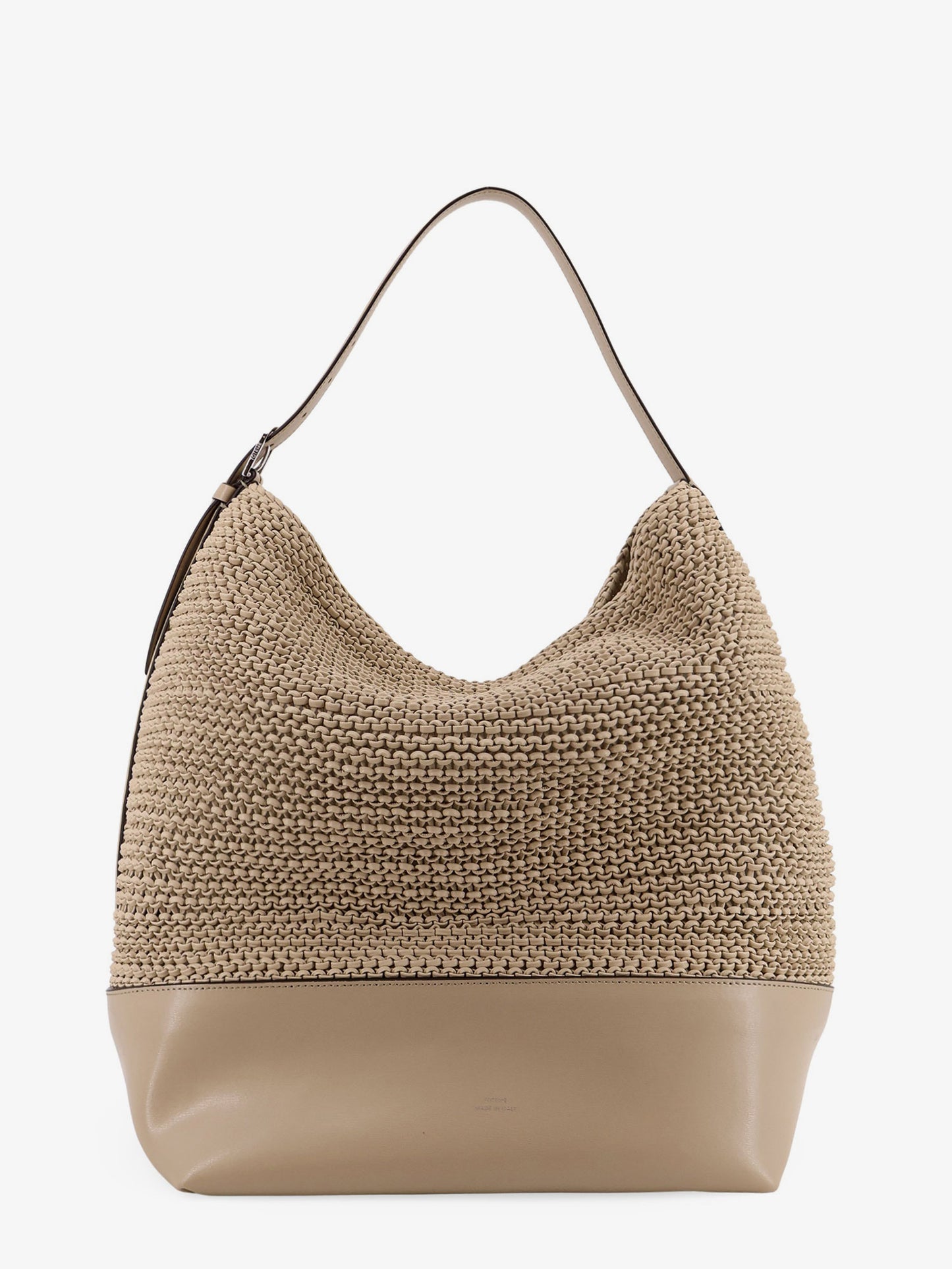 Leather shoulder bag with woven pattern