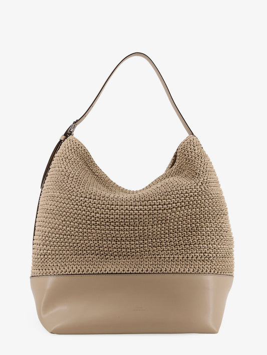 Leather shoulder bag with woven pattern