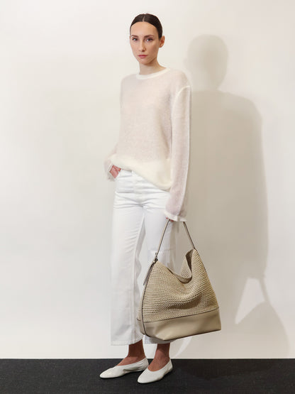 Leather shoulder bag with woven pattern thumbnail