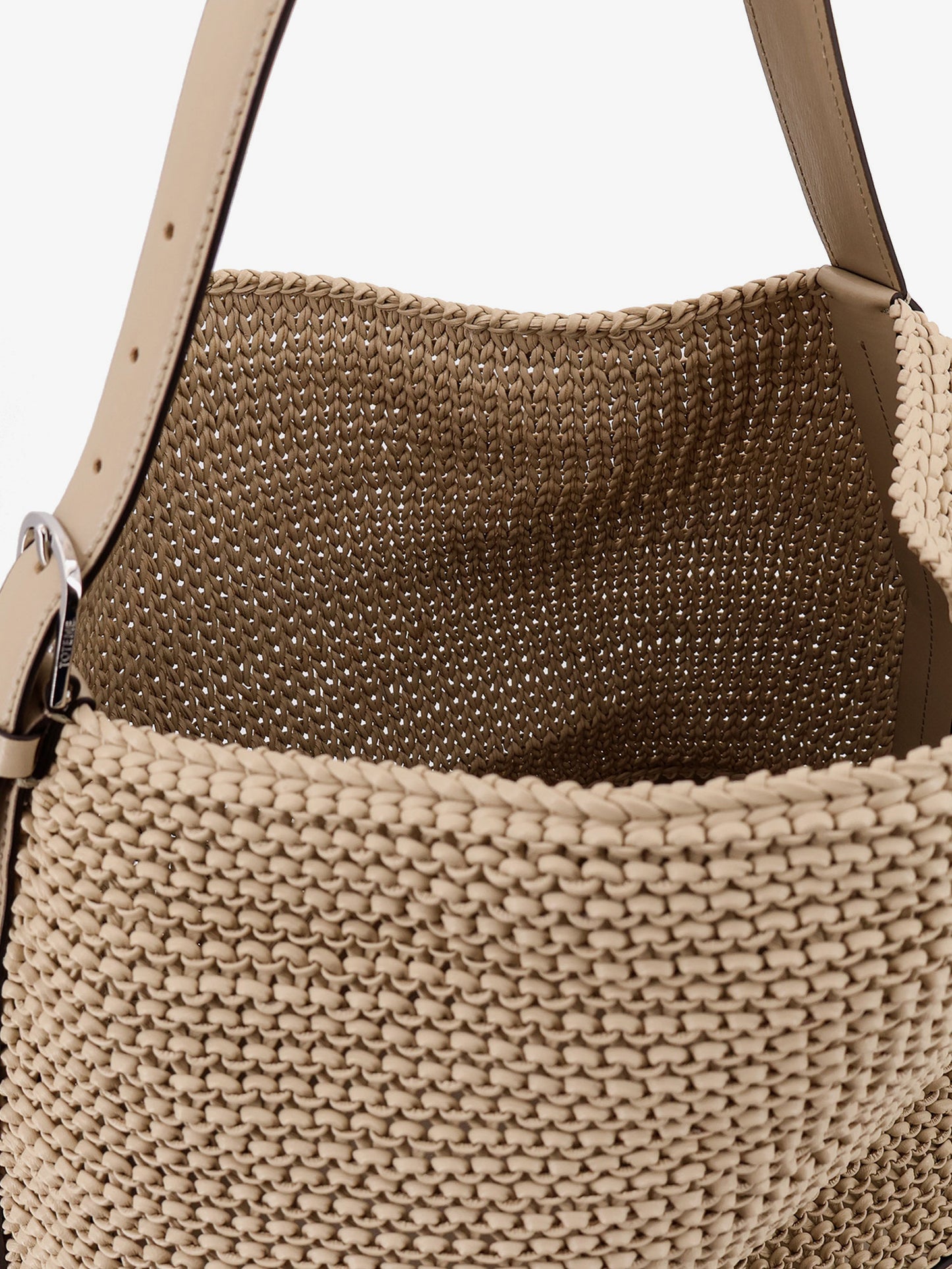 Leather shoulder bag with woven pattern