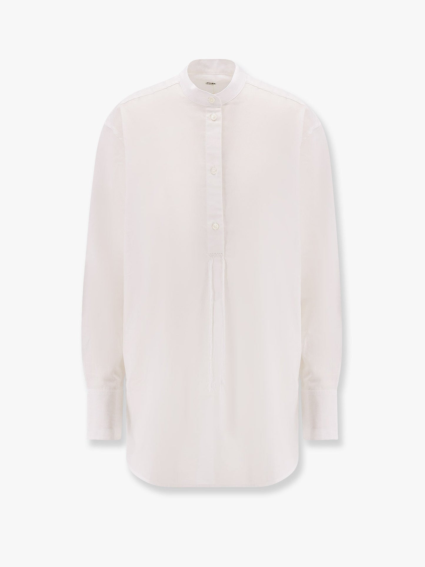 Stand collar organic cotton shirt