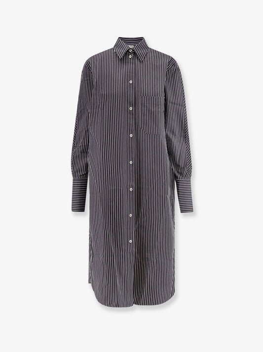 Striped Kimono-Sleeve Shirtdress