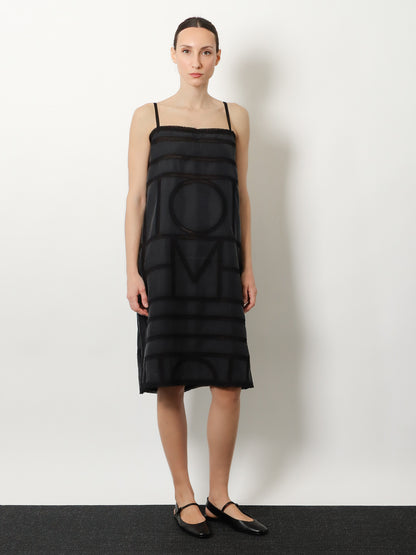 Short silk dress with all-over monogram thumbnail