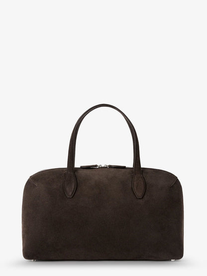 Suede shoulder bag with logo lettering on the front thumbnail