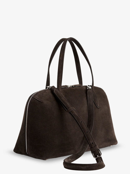 Suede shoulder bag with logo lettering on the front thumbnail