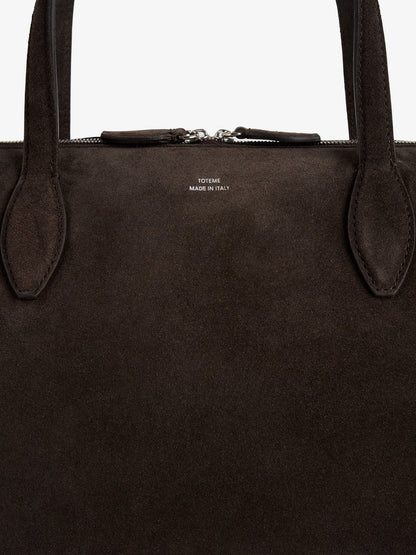 Suede shoulder bag with logo lettering on the front thumbnail