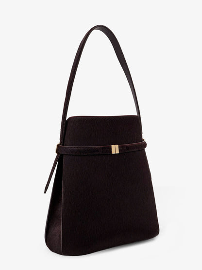 Pony skin shoulder bag with strap on the front thumbnail